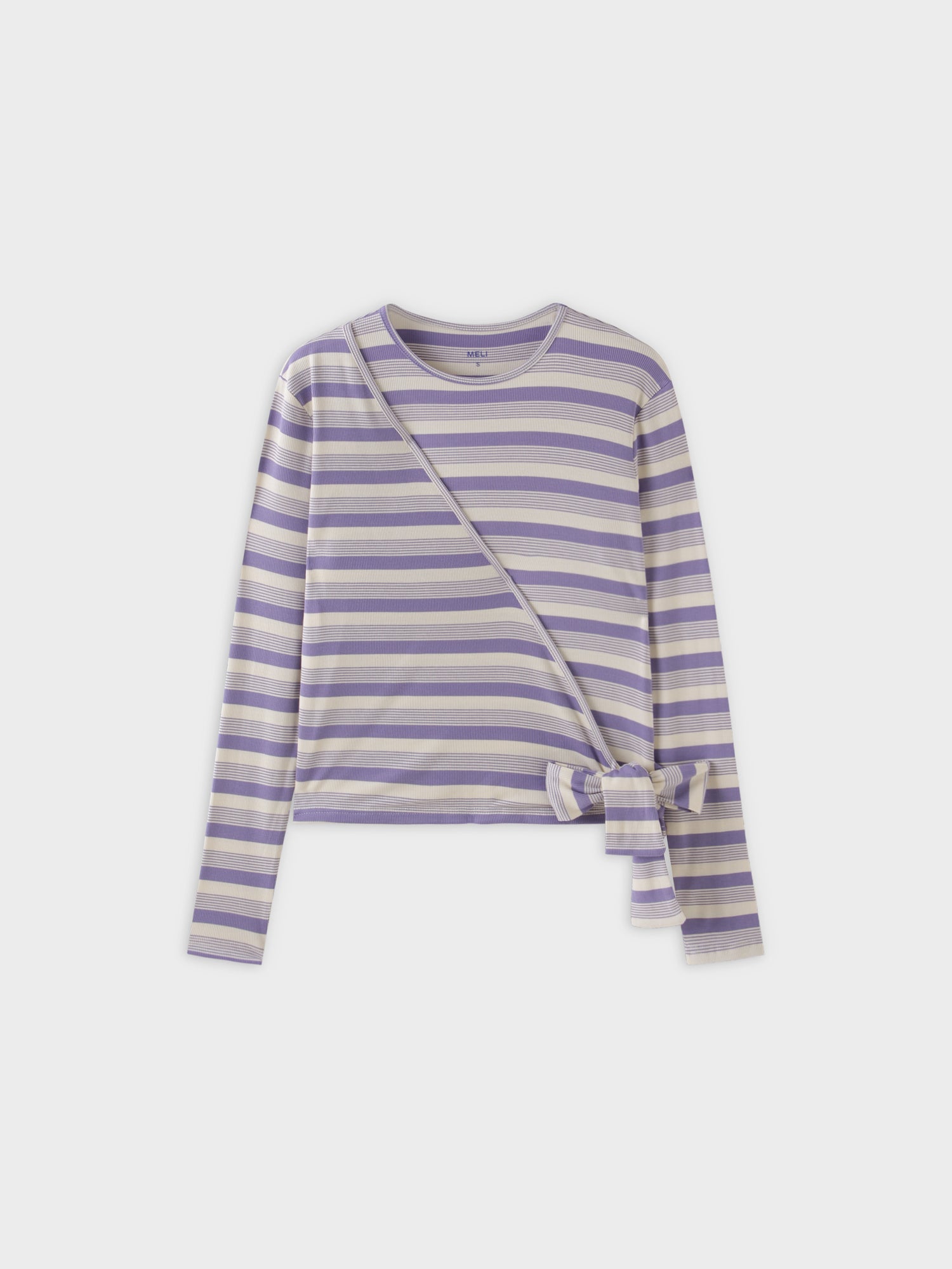 Camiseta cruzada a rayas-Lavanda/Blanco Multi Stripe