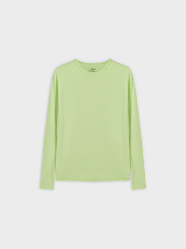 Crew Ribbed Dolman-Neon Green
