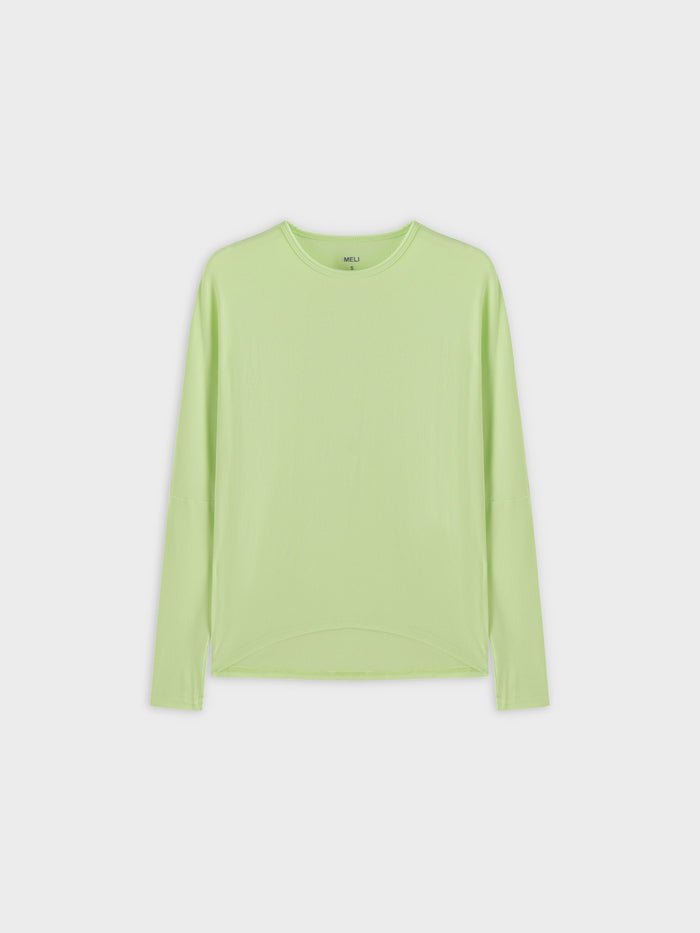 Crew Ribbed Dolman-Neon Green