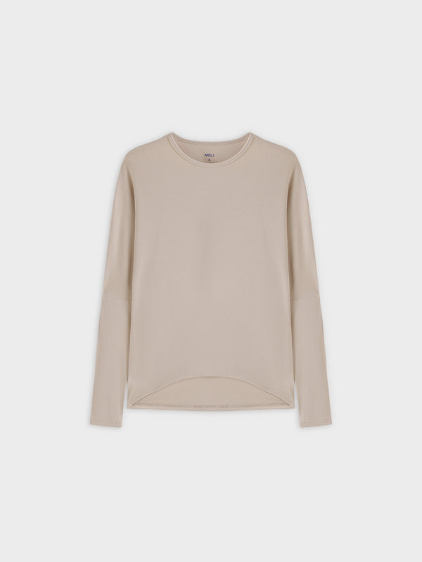 Crew Ribbed Dolman-Tan