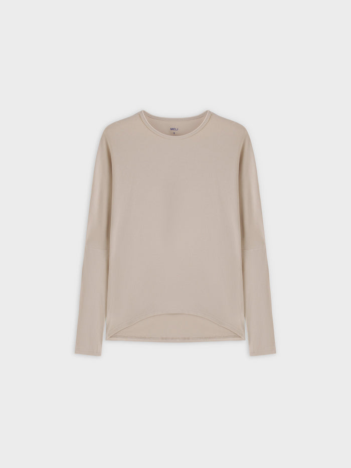 Crew Ribbed Dolman-Tan