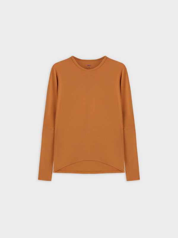 Crew Ribbed Dolman-Cognac