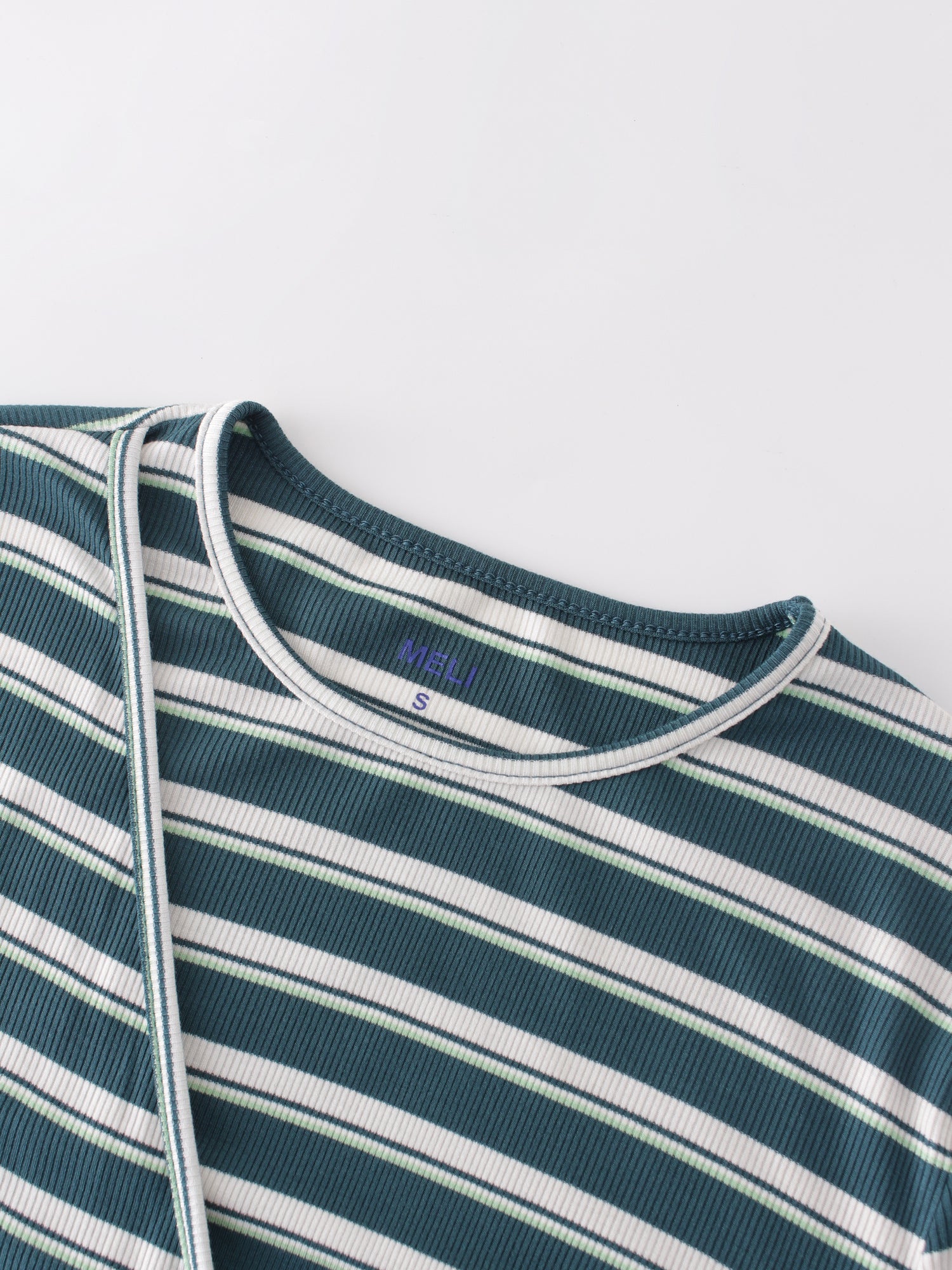 Striped Wrap Tee-Green/Light Green