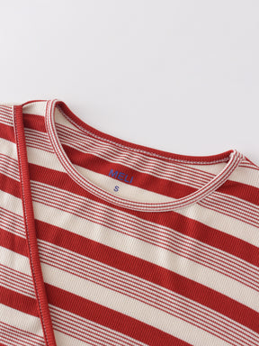 Camiseta cruzada a rayas-Morado/Blanco Multi Stripe