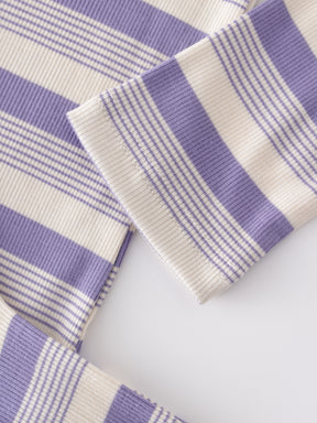 Camiseta cruzada a rayas-Lavanda/Blanco Multi Stripe