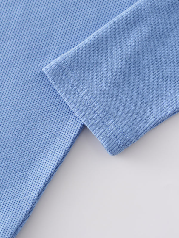 Crew Ribbed Dolman-Ocean Blue