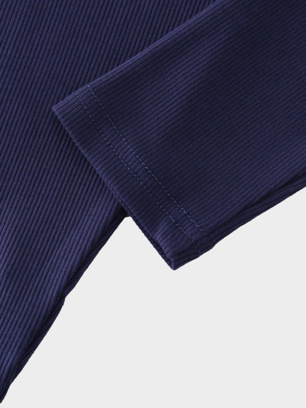 Crew Ribbed Dolman-Navy