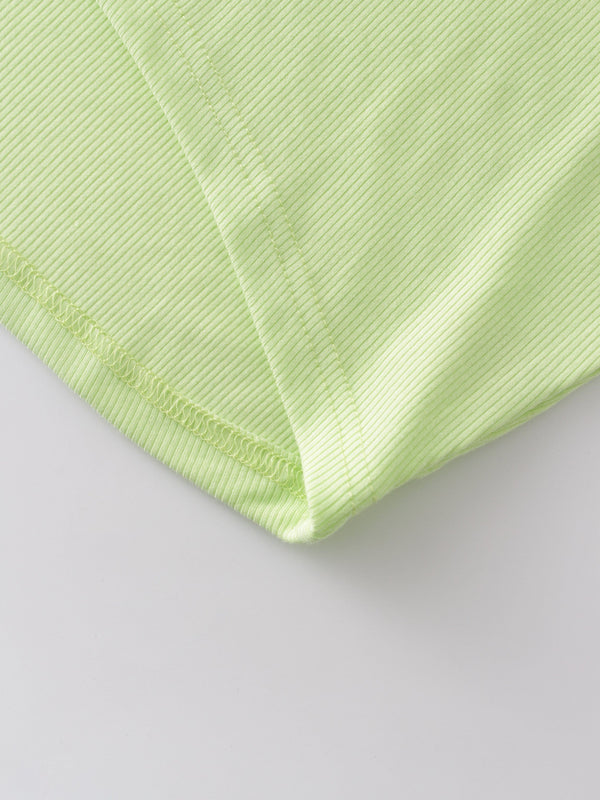 Crew Ribbed Dolman-Neon Green