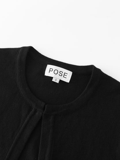 Flat Ribbed Trim Shrug-Black