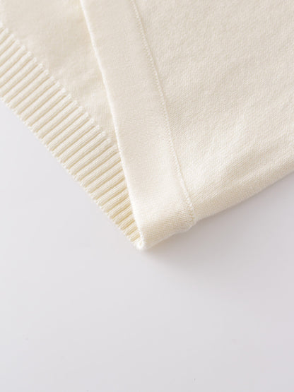 Flat Ribbed Trim Shrug-Ivory