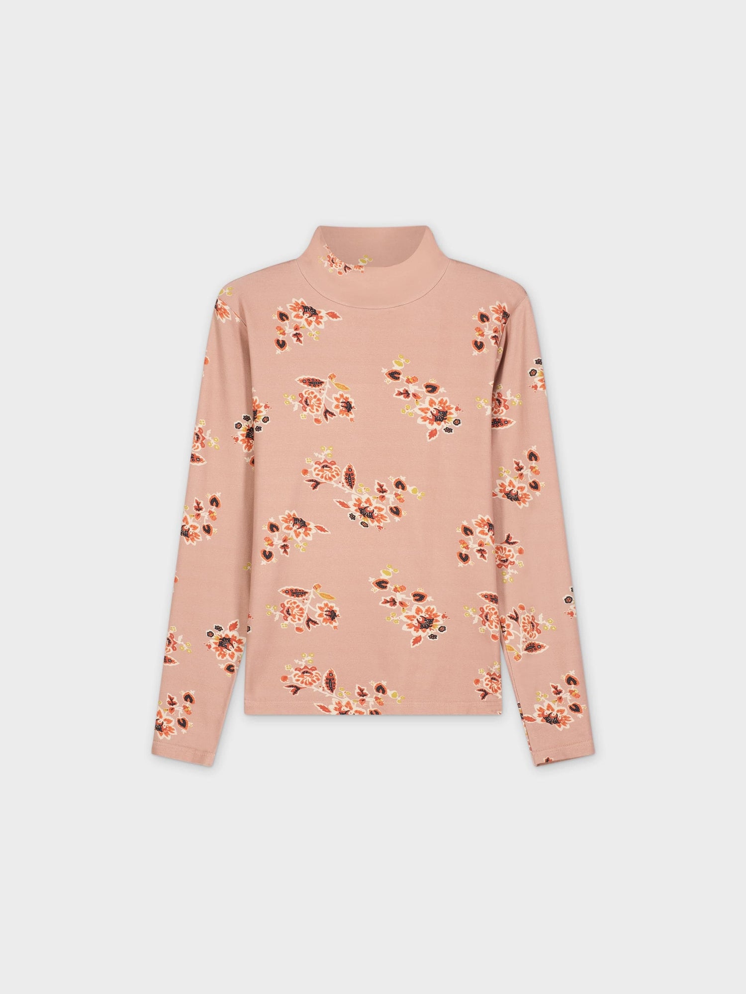 Floral Turtleneck-Blush Floral