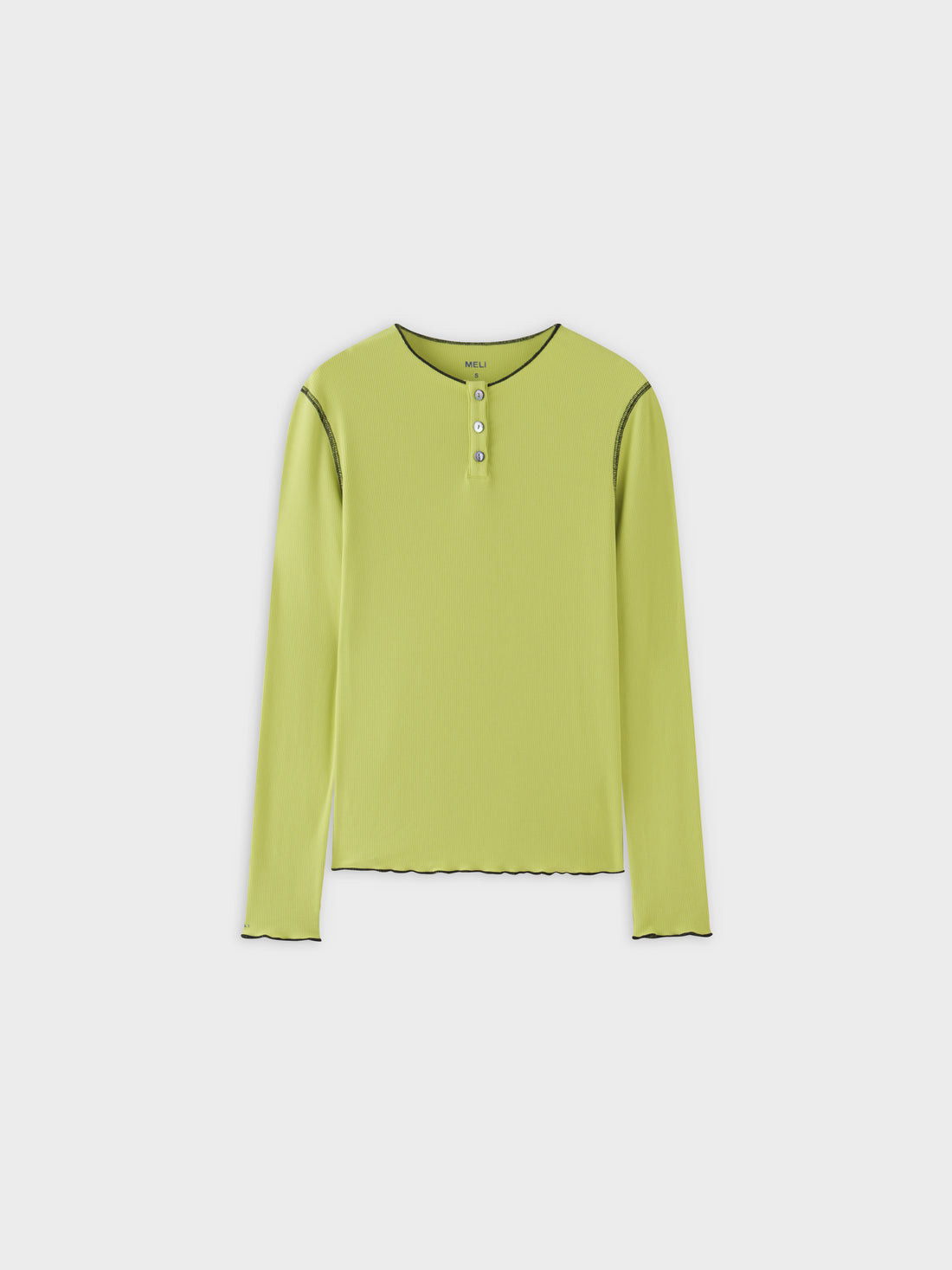 Overlock Stitched Henley-Keylime/Black