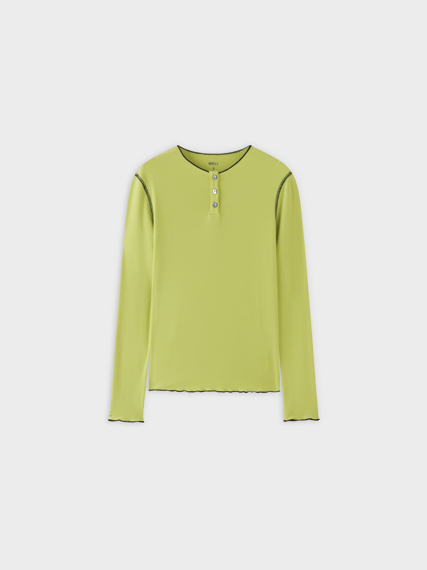 Overlock Stitched Henley-Keylime/Black