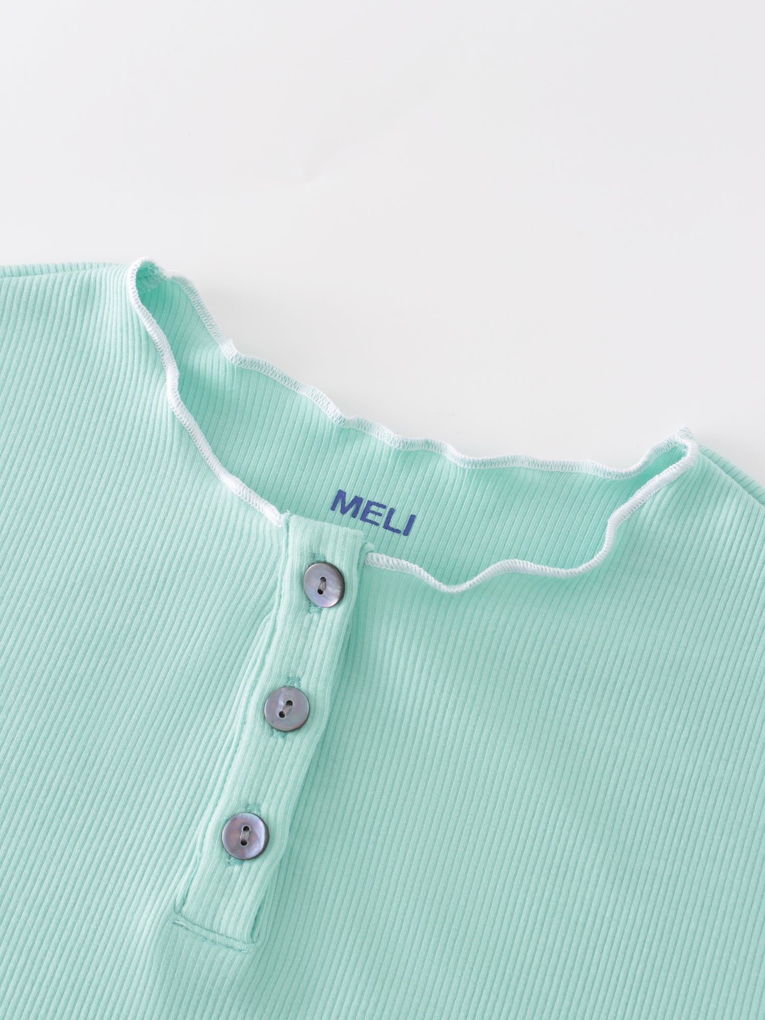 Henley Cosido Overlock-Menta/Blanco