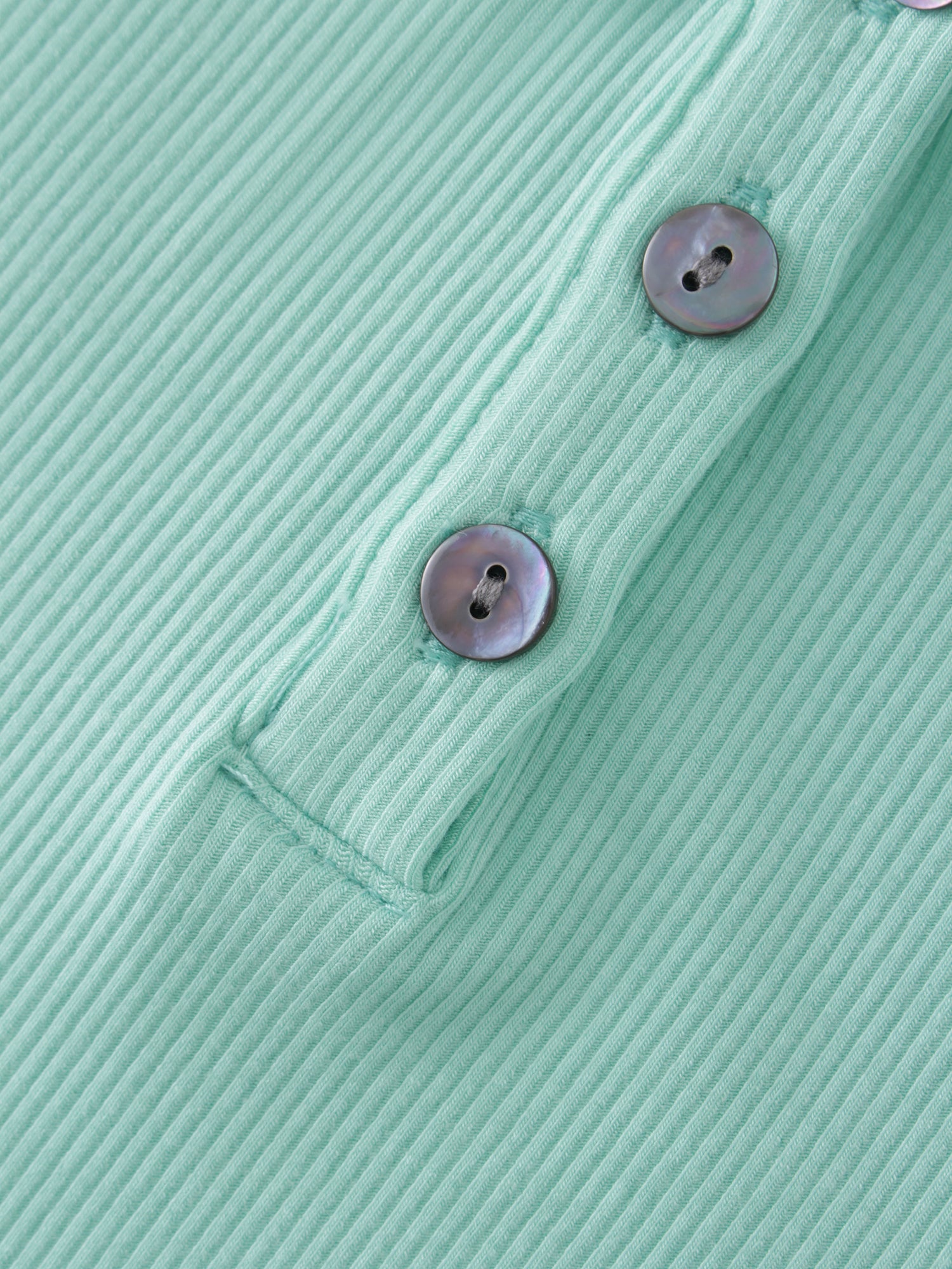 Overlock Stitched Henley-Mint/White