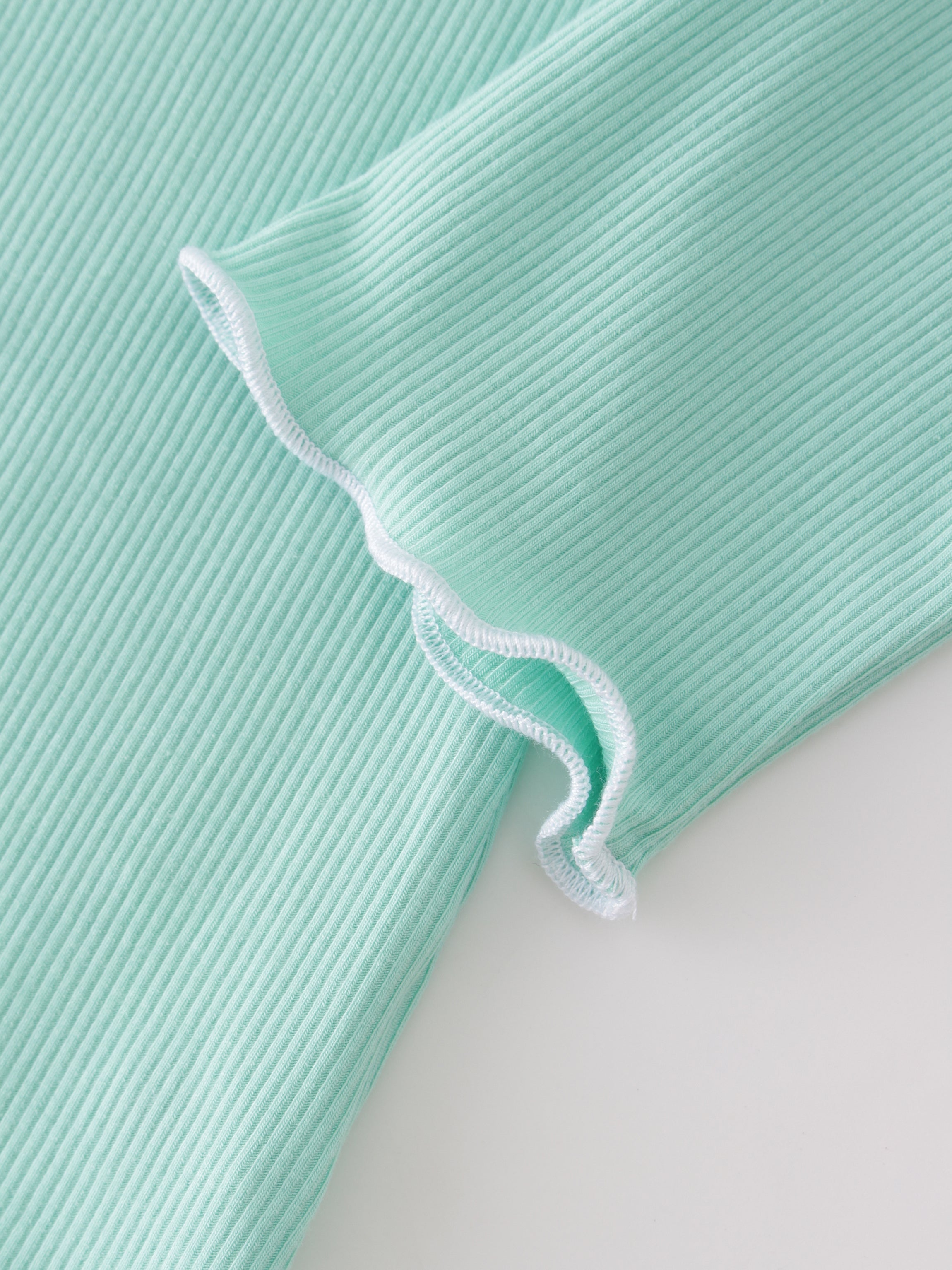 Overlock Stitched Henley-Mint/White