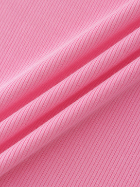 Overlock Stitched Henley-Pink/Black
