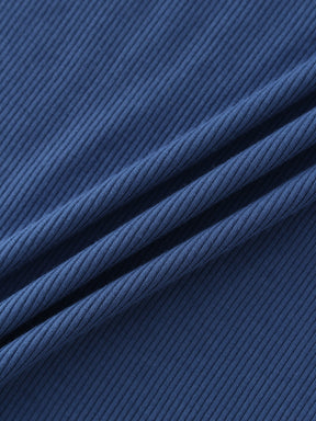 Overlock Stitched Henley-Blue/Ivory