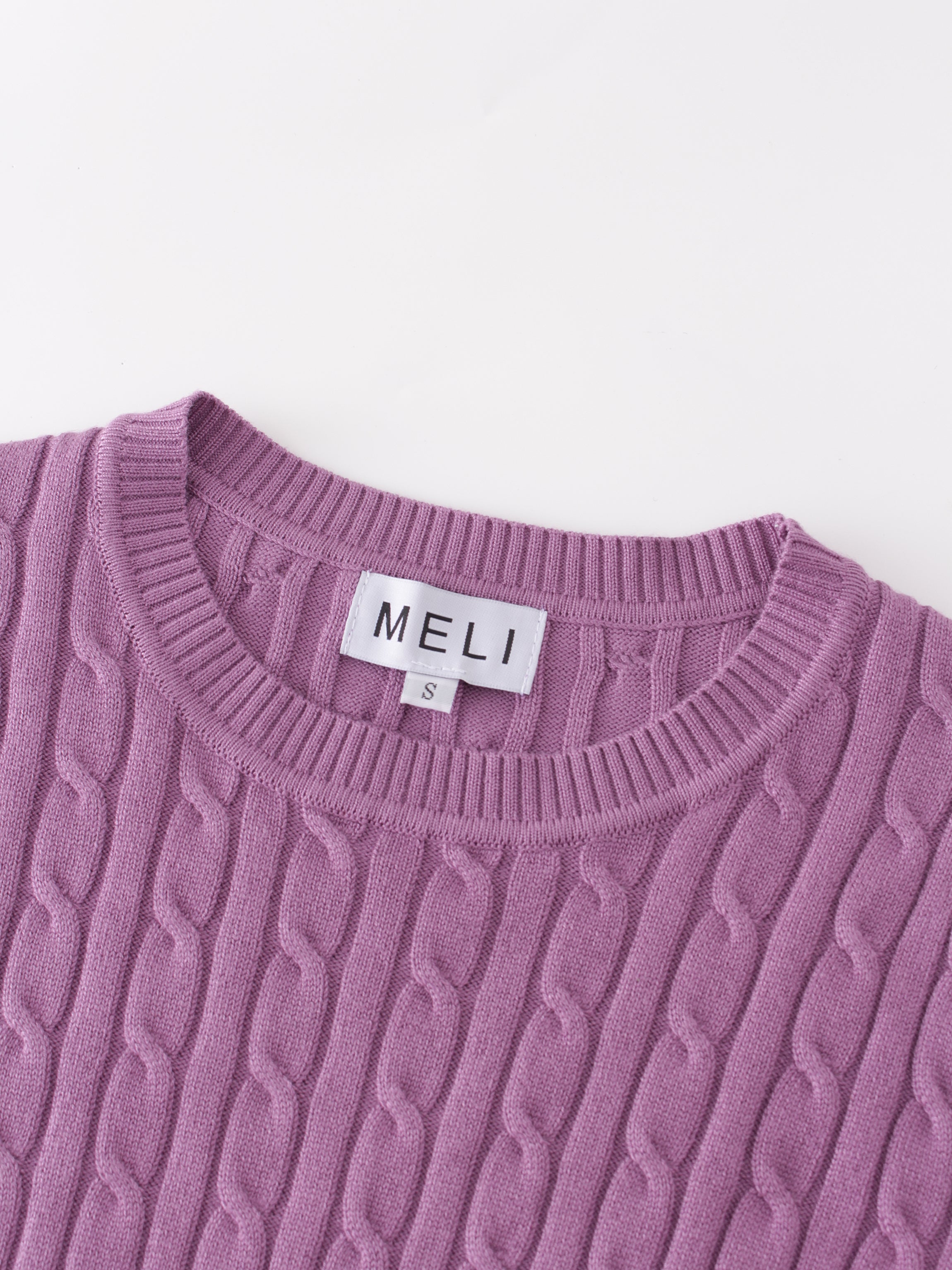 Knit Cable Sweater-Lilac