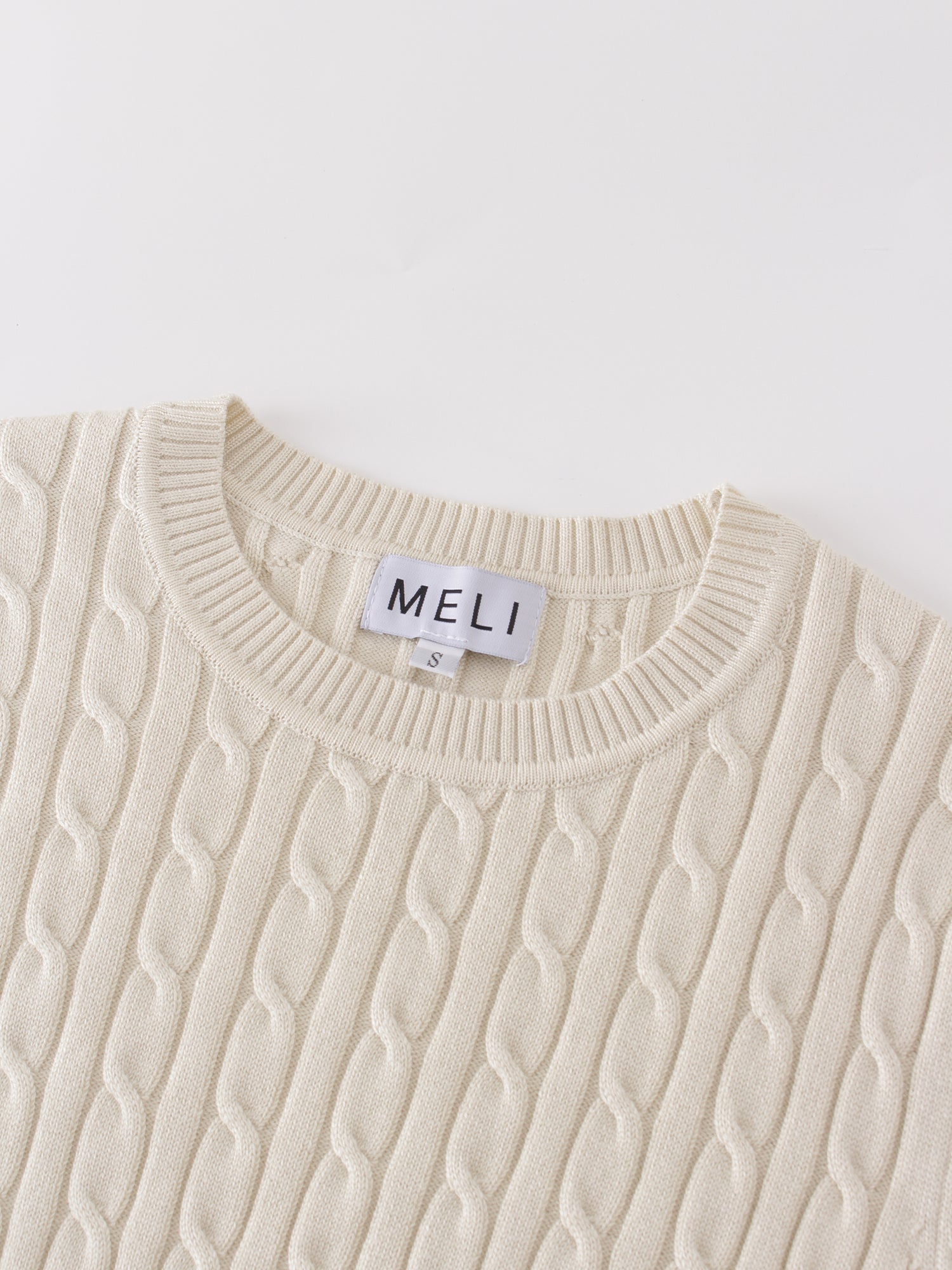 Knit Cable Sweater-Cream