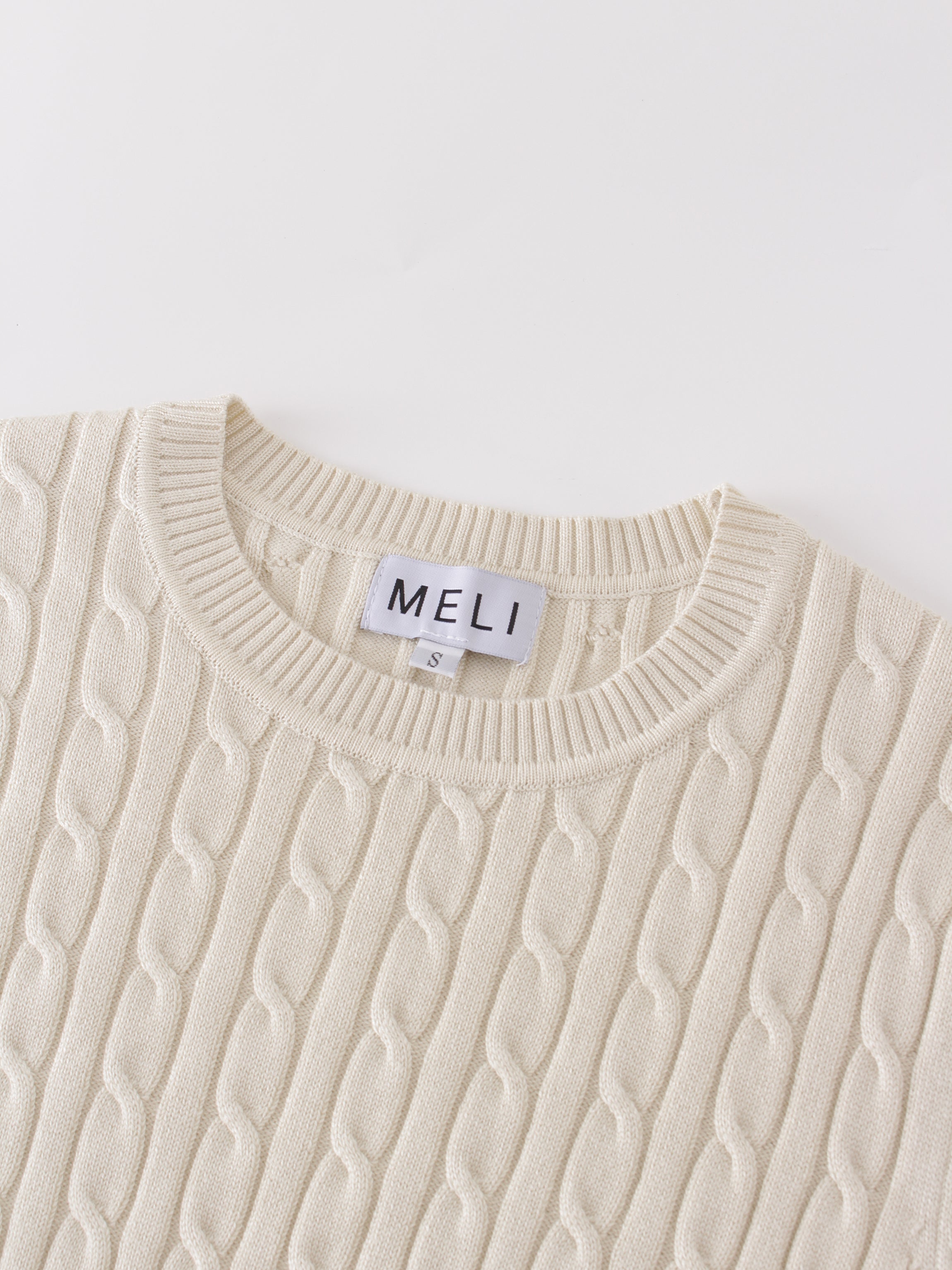 Knit Cable Sweater-Cream