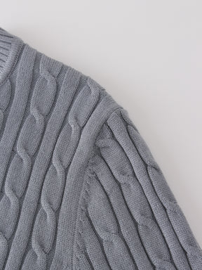 Knit Cable Sweater-Slate Blue
