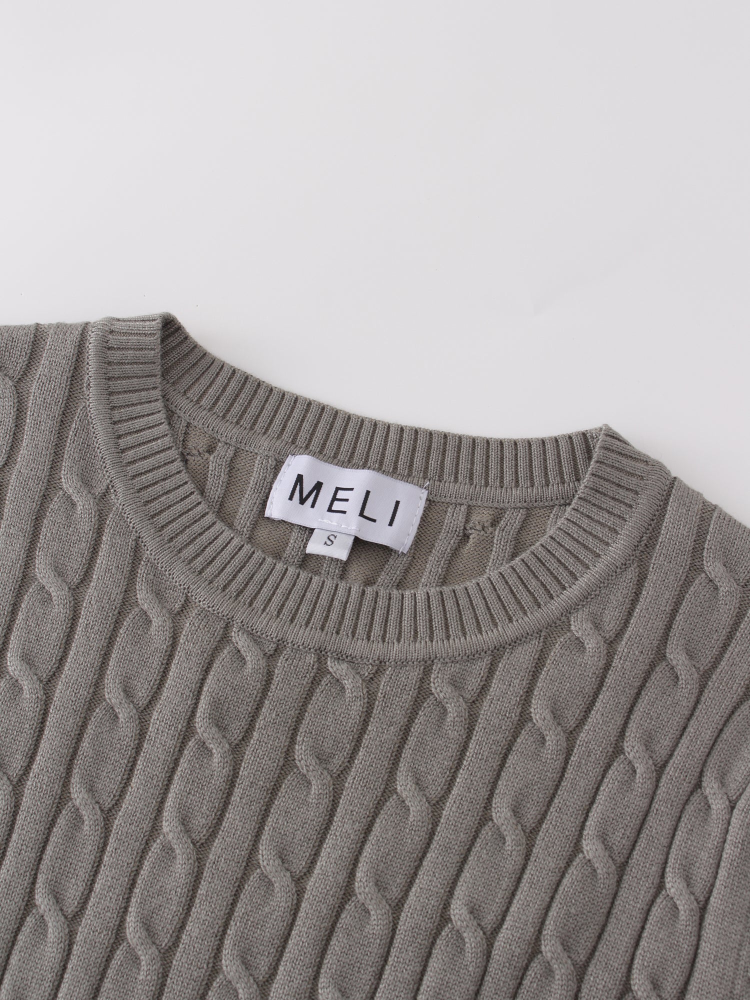 Knit Cable Sweater-Clay