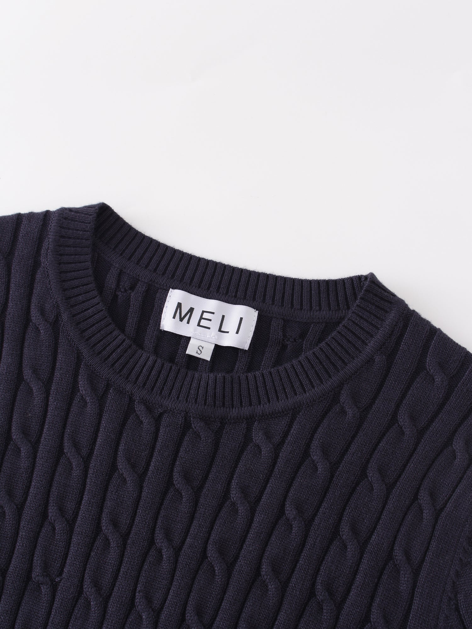 Knit Cable Sweater-Navy