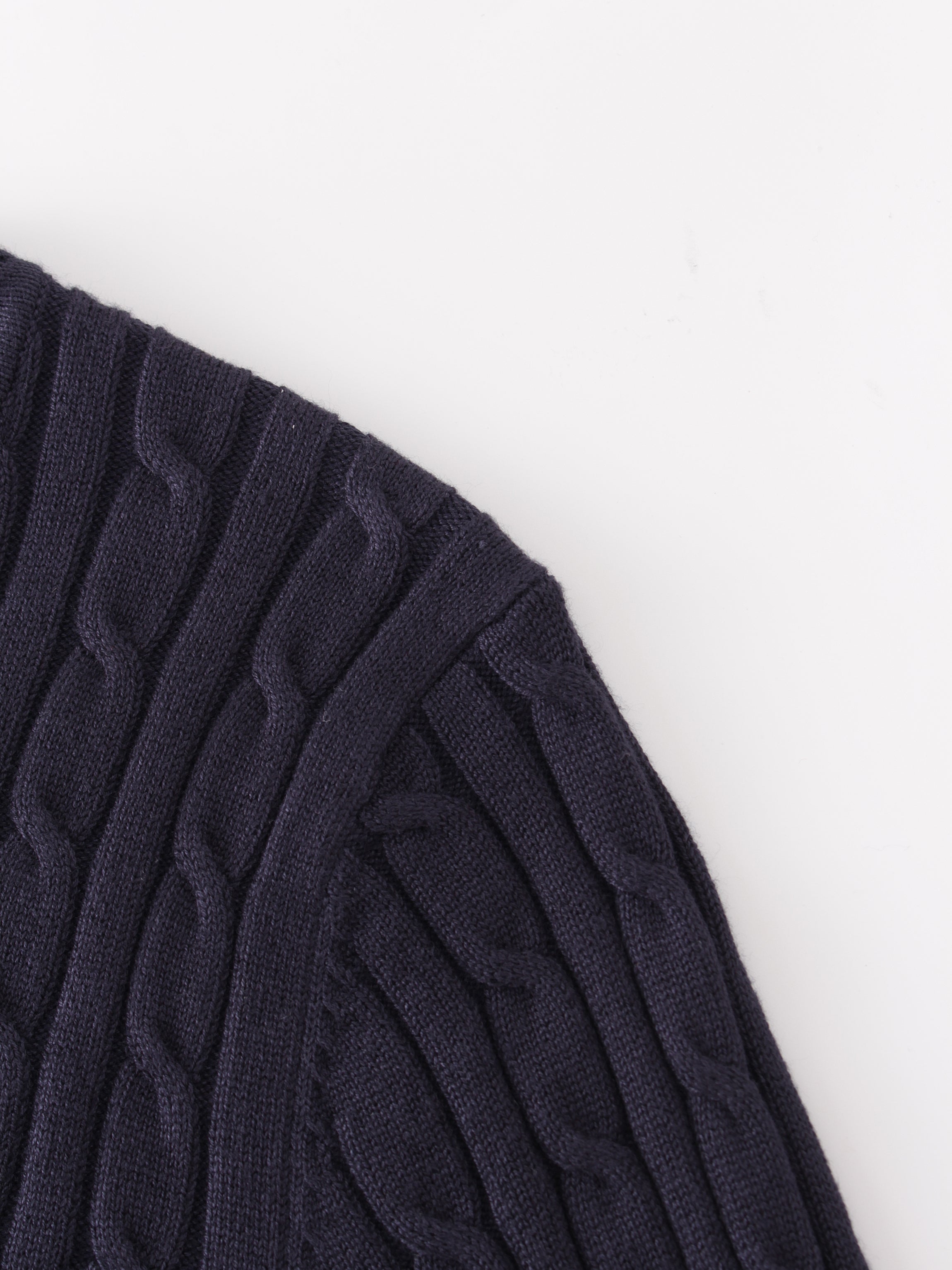 Knit Cable Sweater-Navy