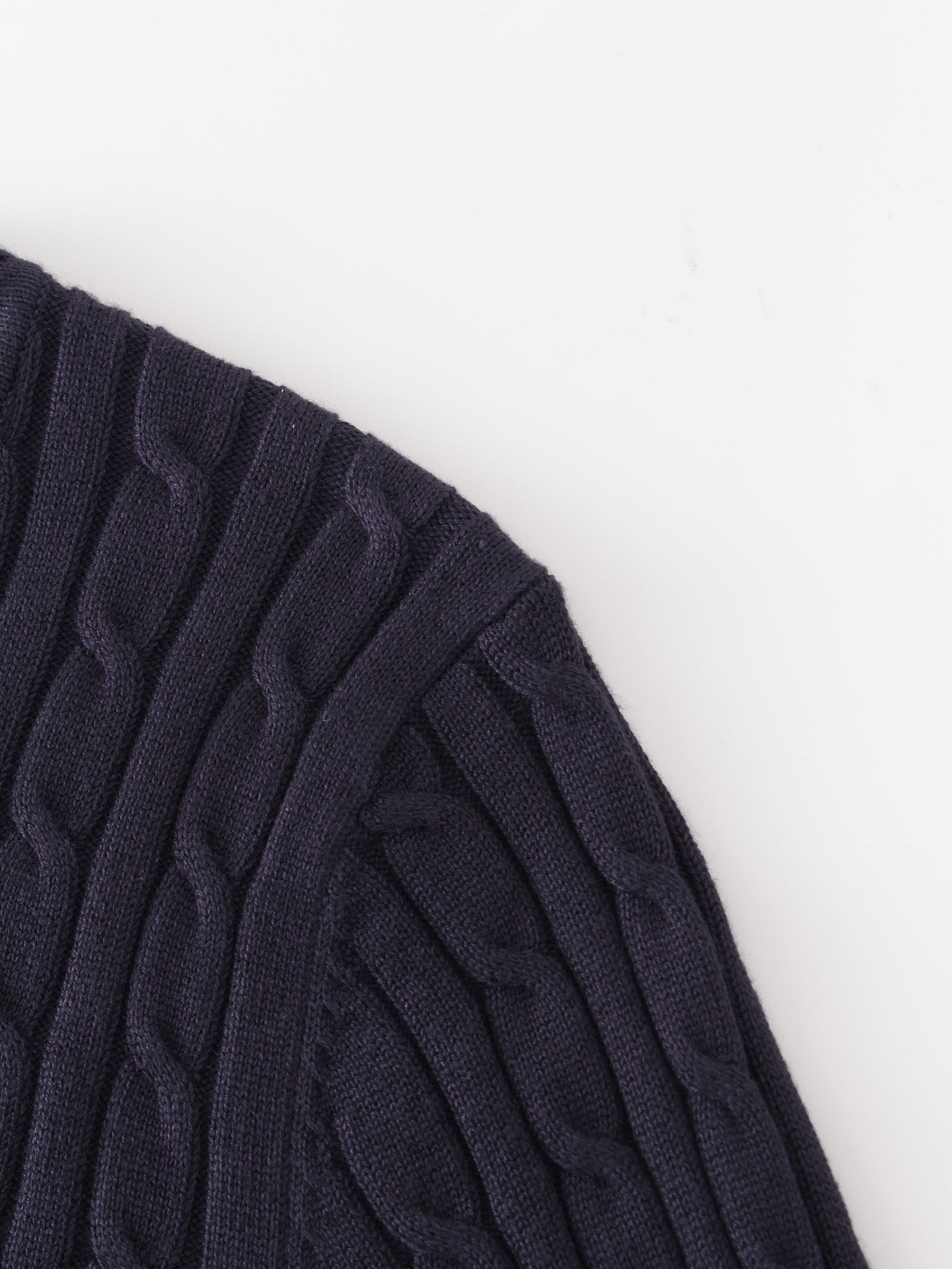 Knit Cable Sweater-Navy