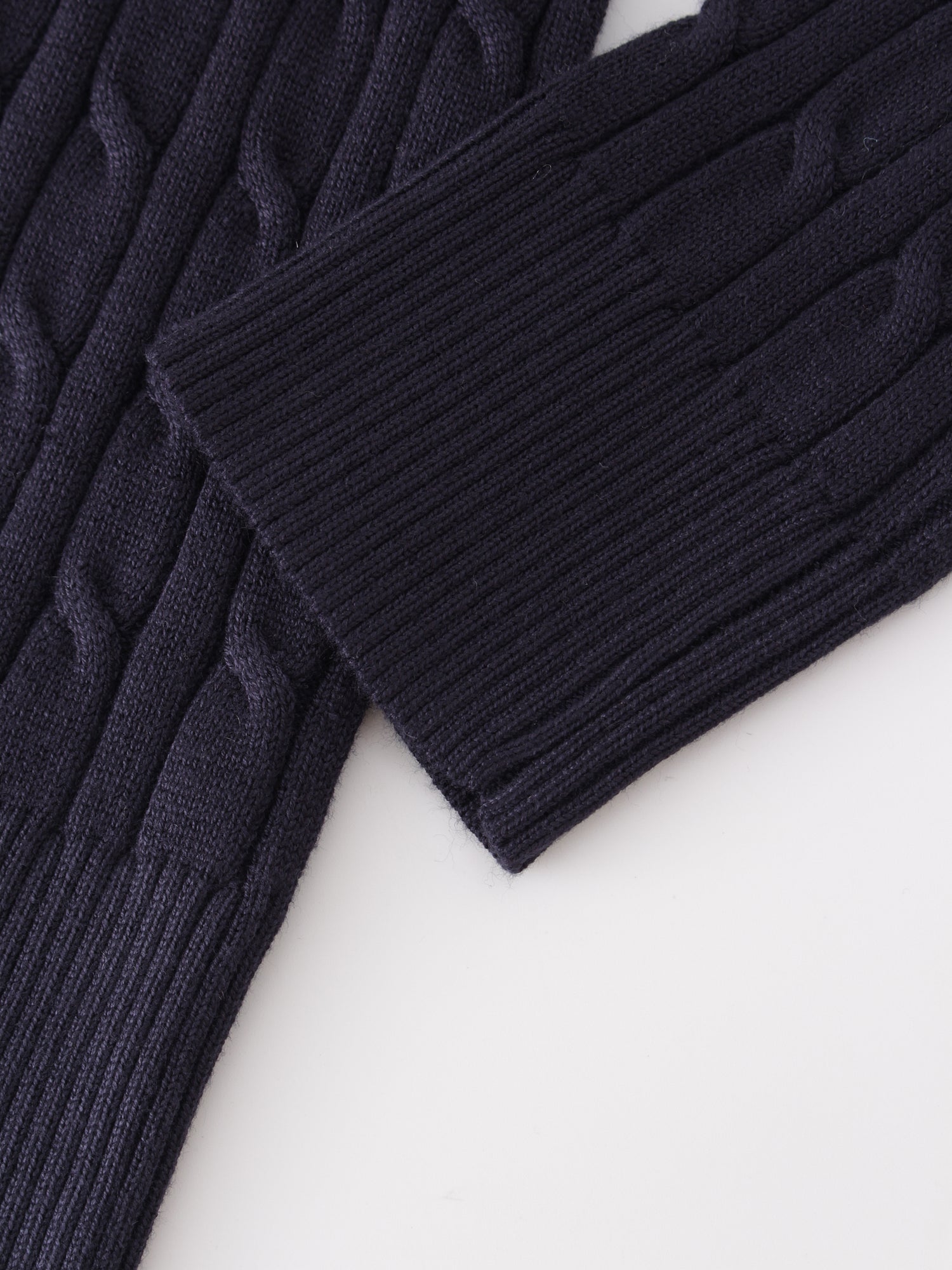 Knit Cable Sweater-Navy