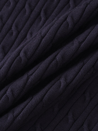 Knit Cable Sweater-Navy