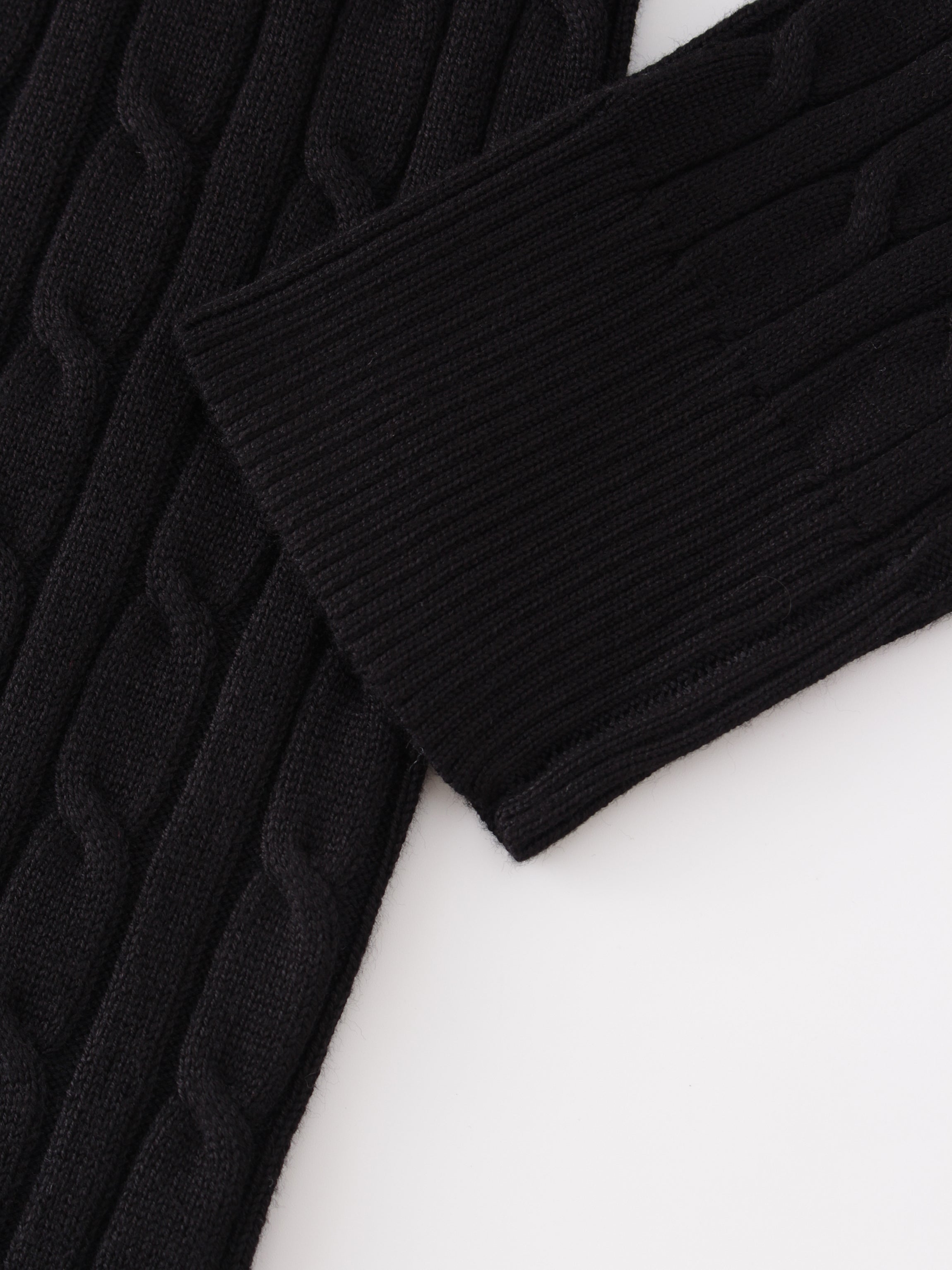 Knit Cable Sweater-Black