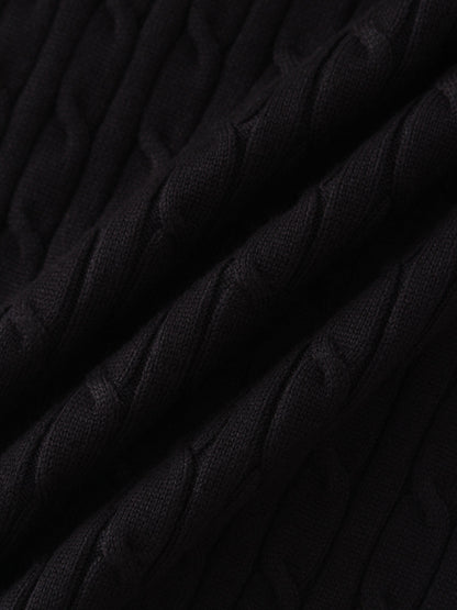 Knit Cable Sweater-Black