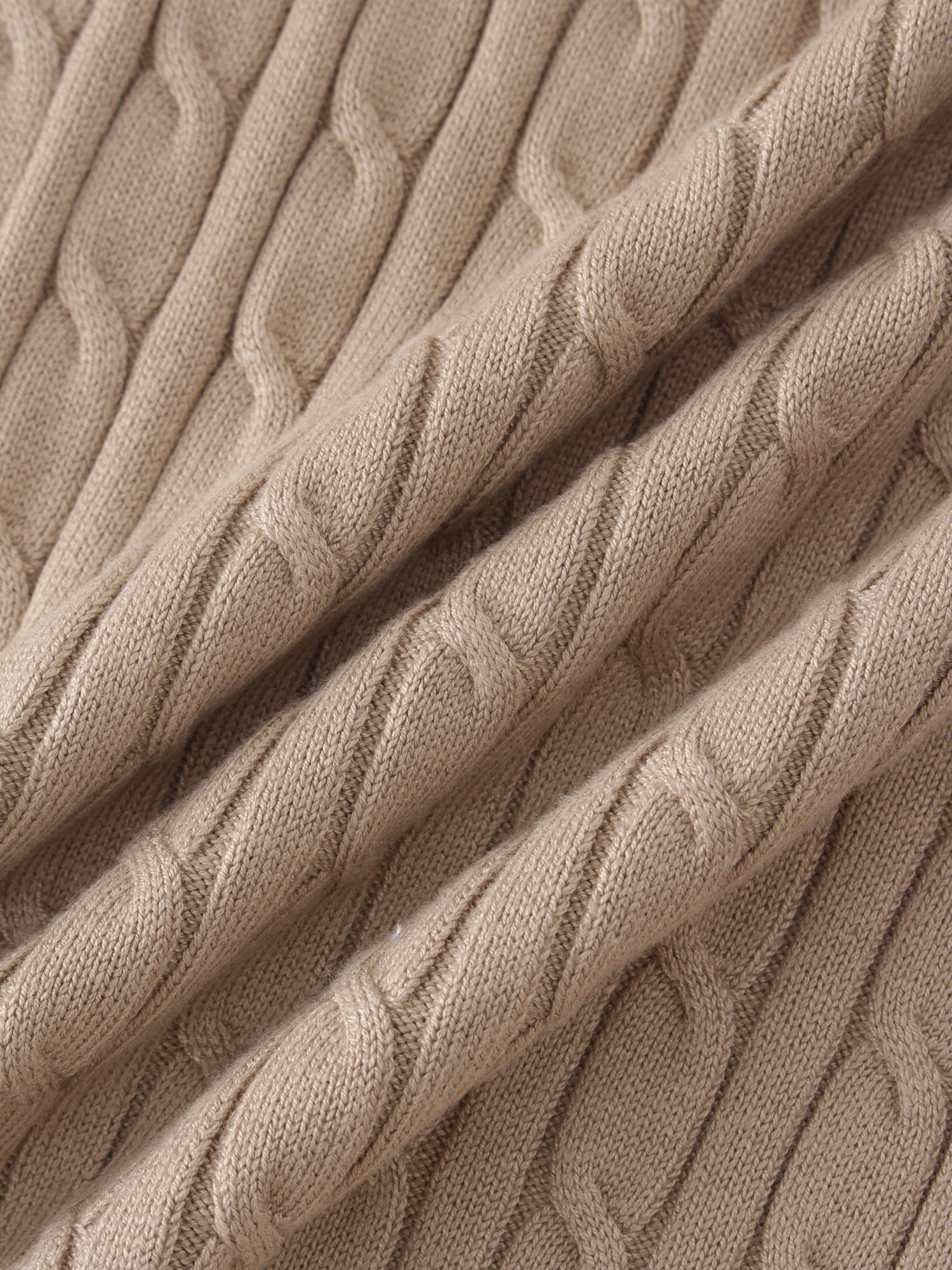 Knit Cable Sweater-Tan