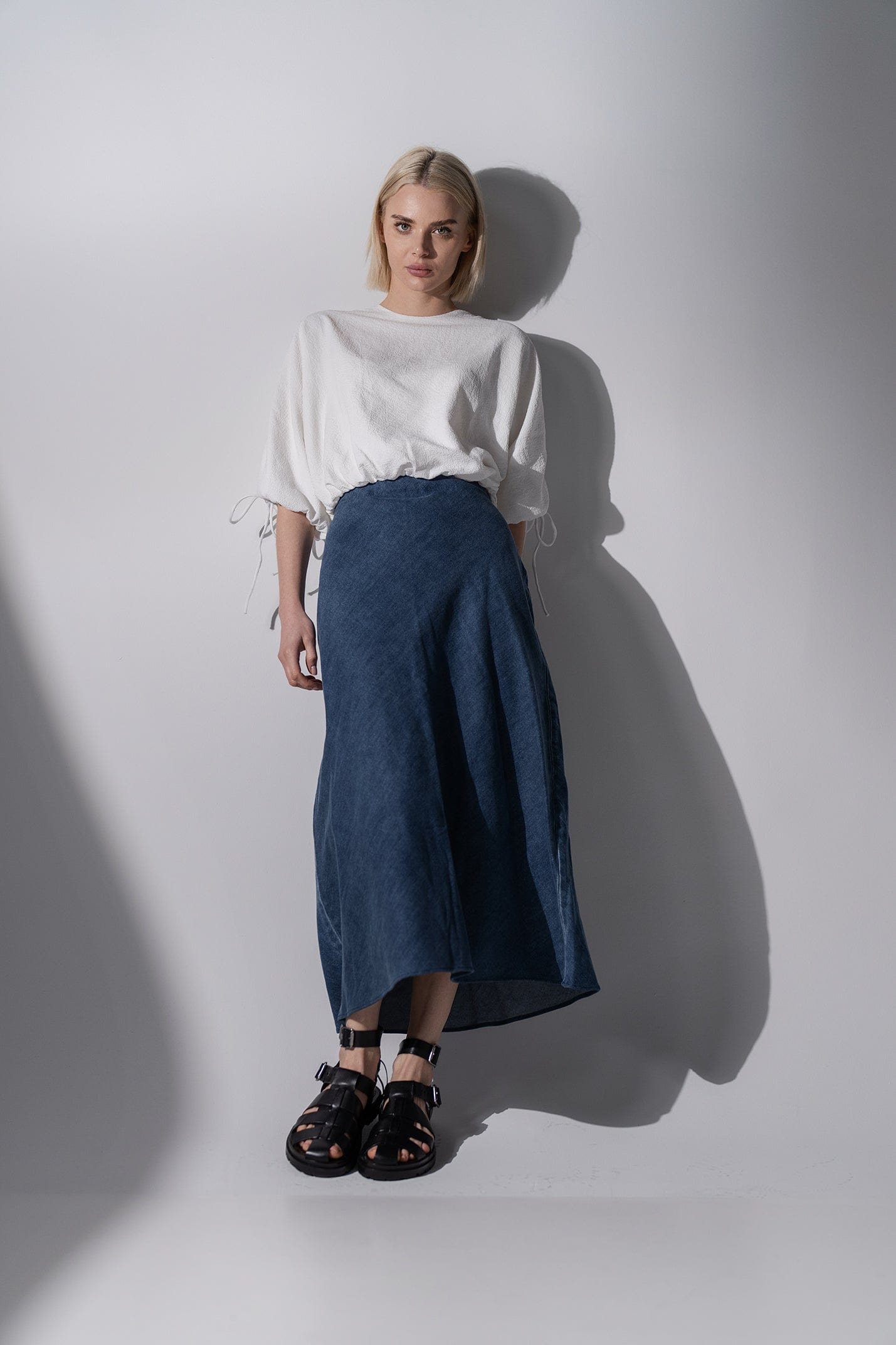 Classic Denim Skirt 37&quot;-Dark Blue