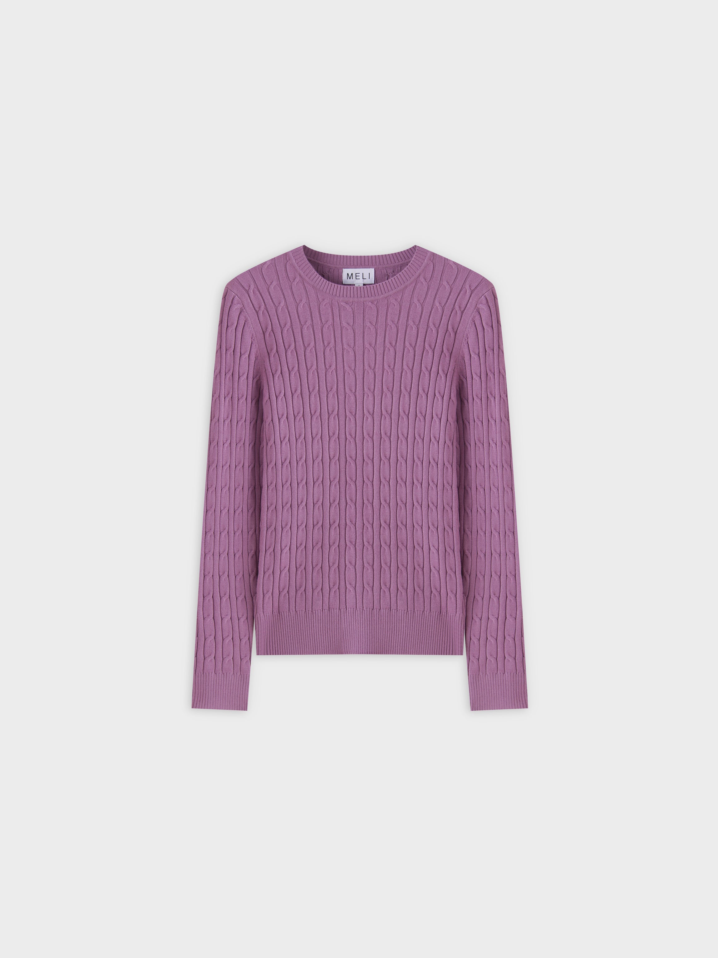 Knit Cable Sweater-Lilac