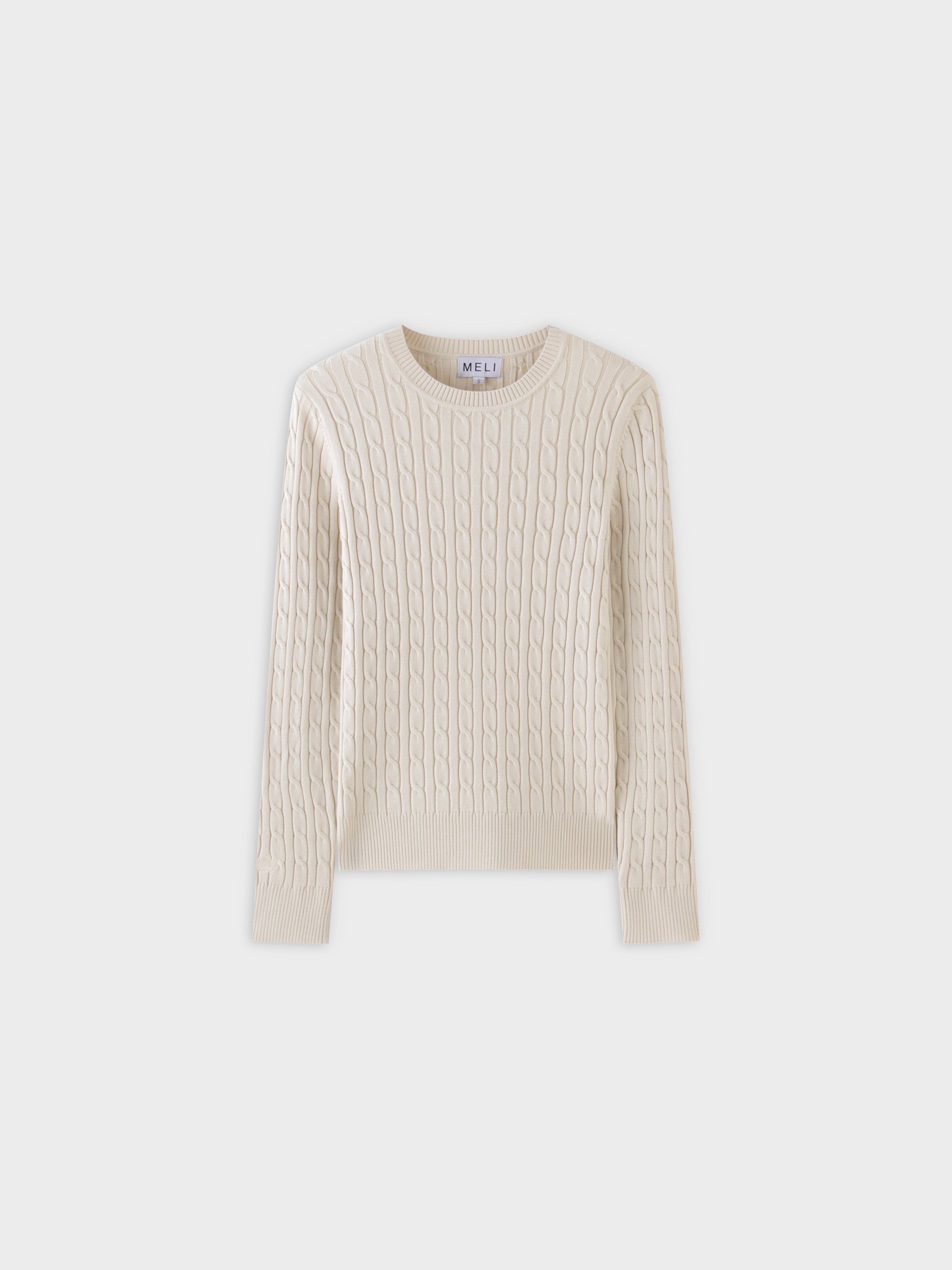 Knit Cable Sweater-Cream