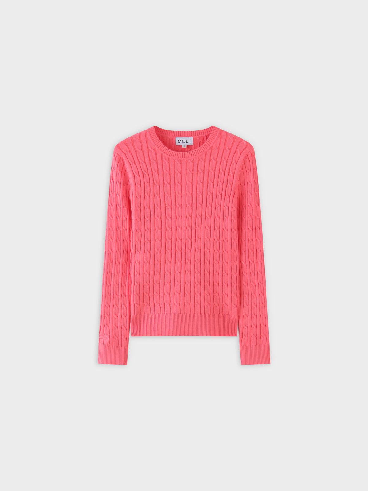 Knit Cable Sweater-Salmon