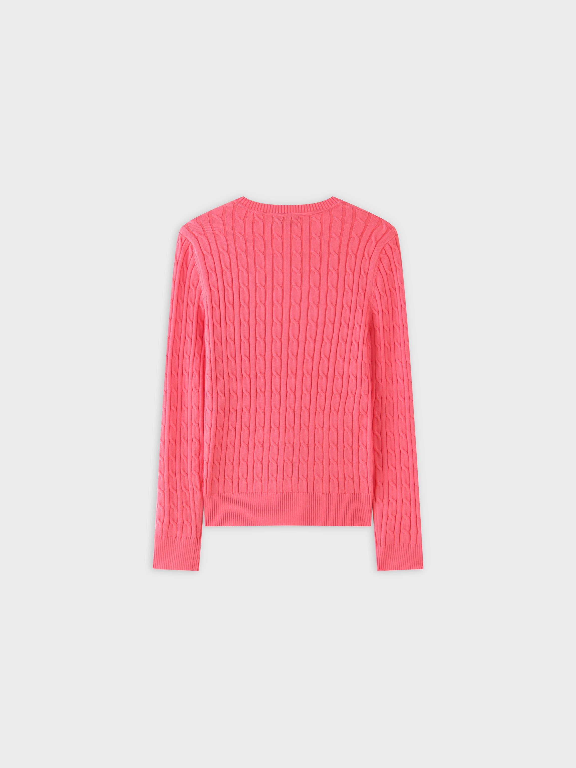 Knit Cable Sweater-Salmon