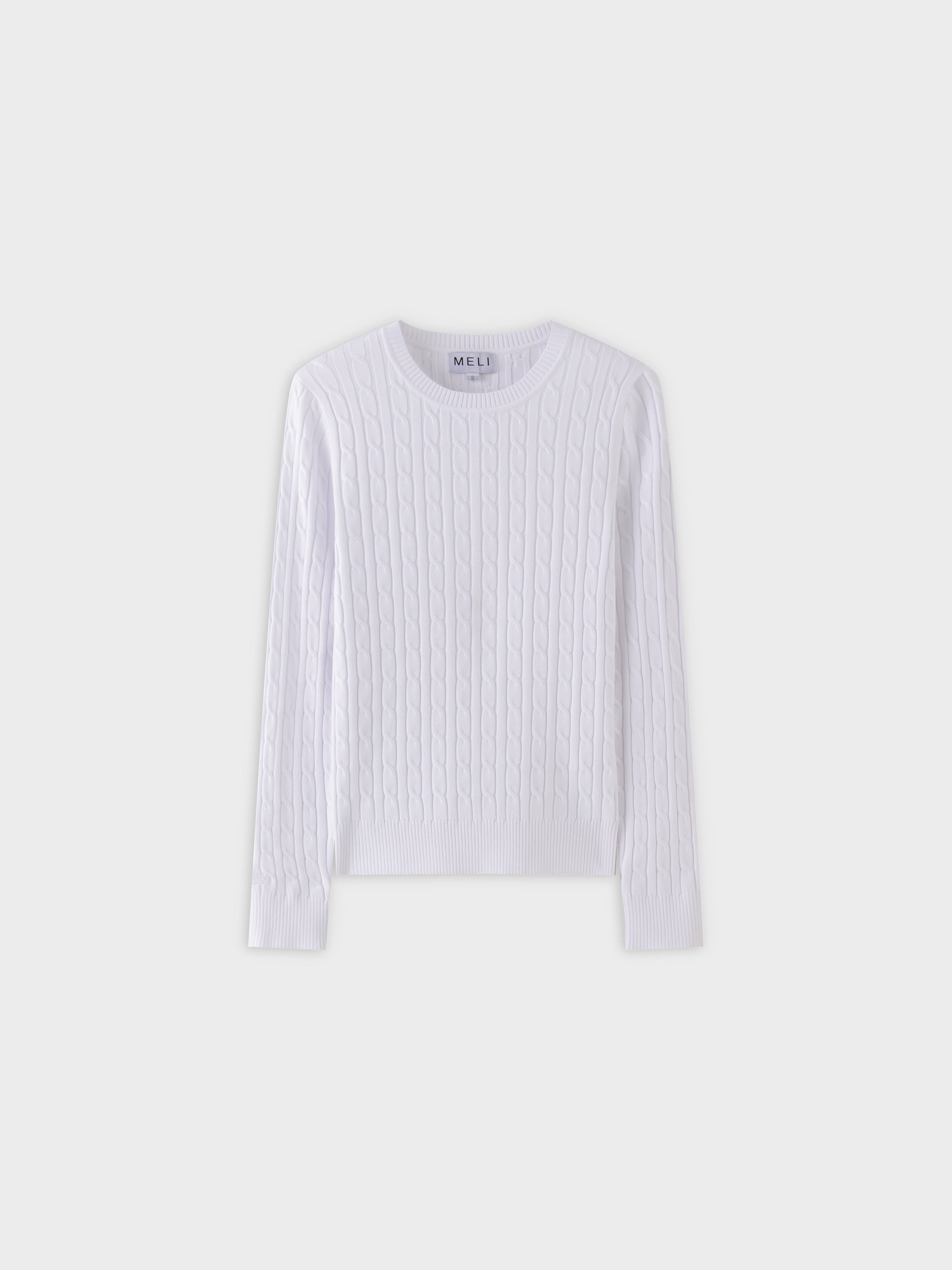 Knit Cable Sweater-White