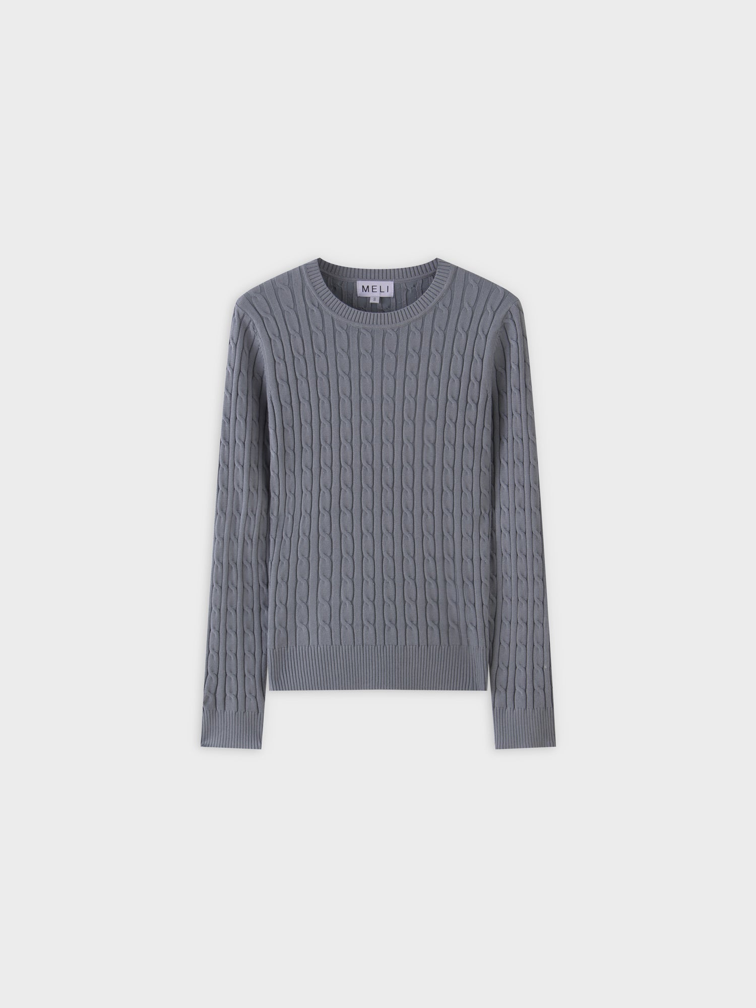 Knit Cable Sweater-Slate Blue