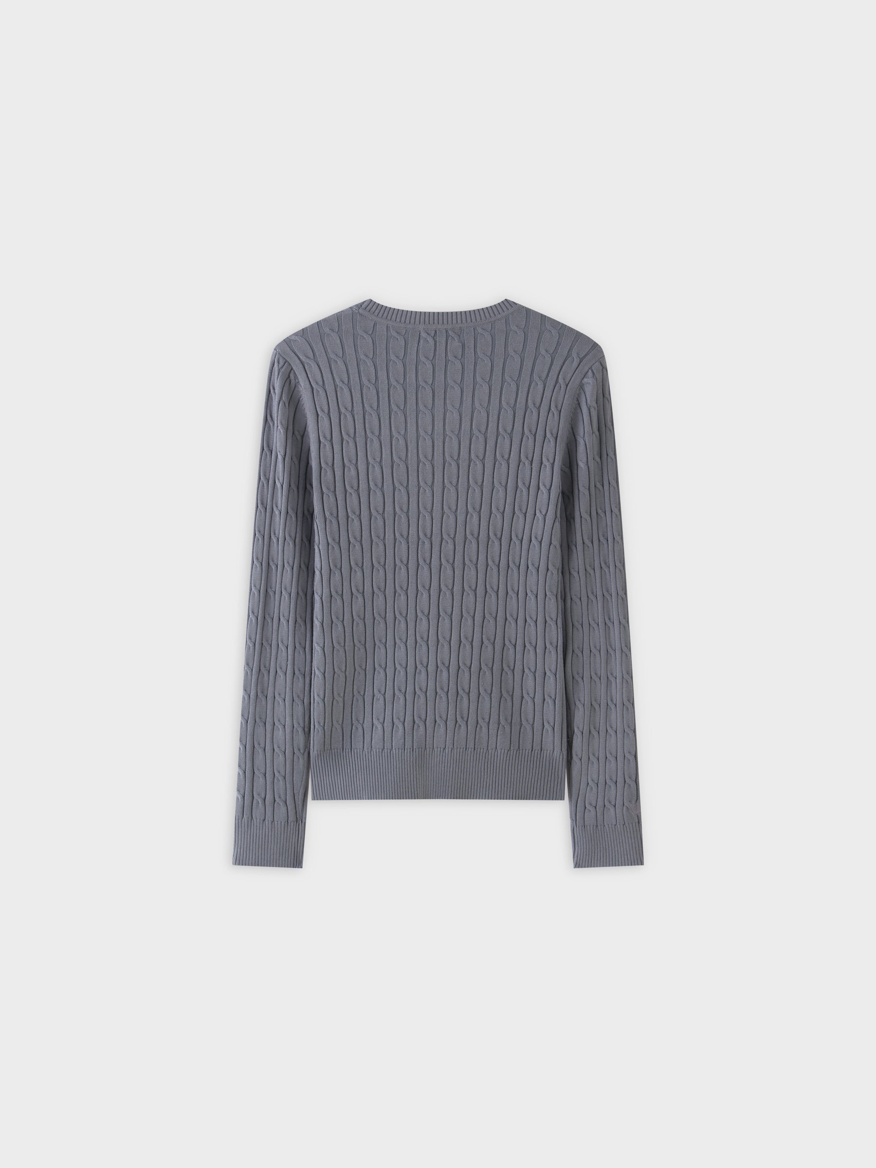Knit Cable Sweater-Slate Blue