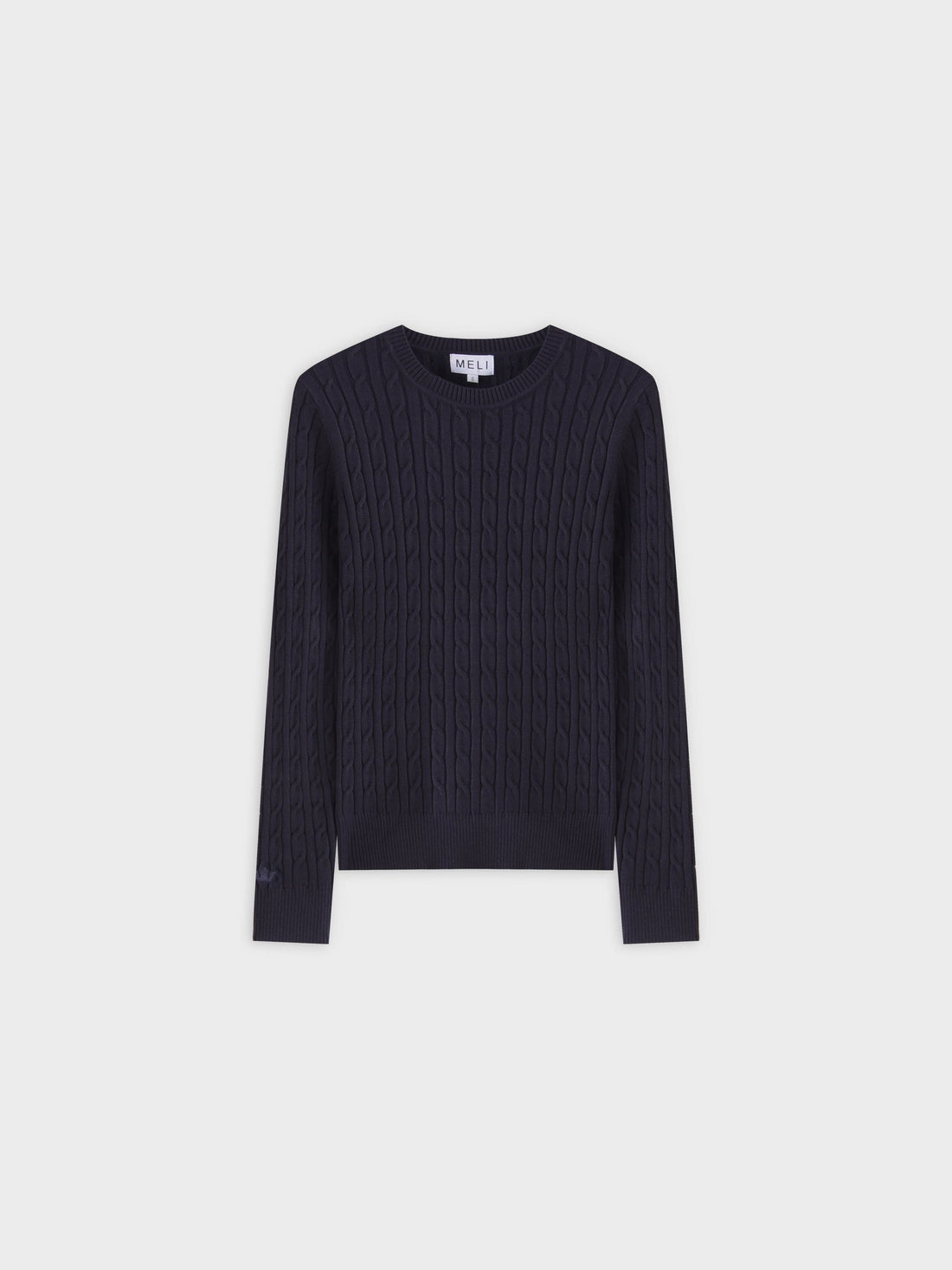 Knit Cable Sweater-Navy