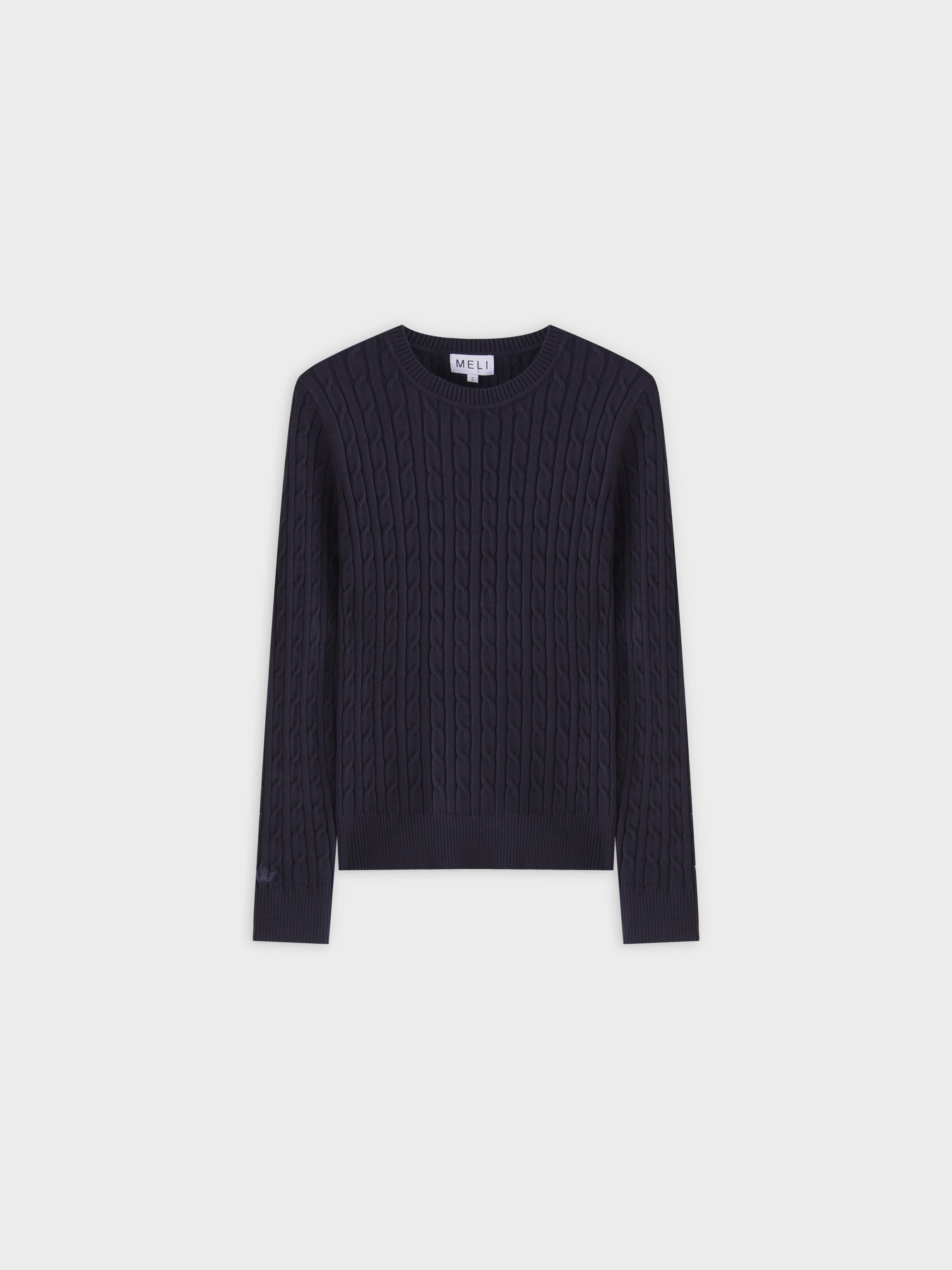 Knit Cable Sweater-Navy