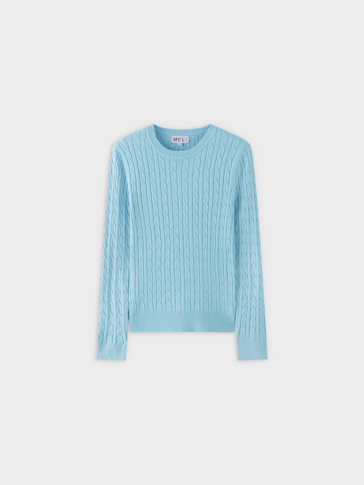 Knit Cable Sweater-Aqua Blue
