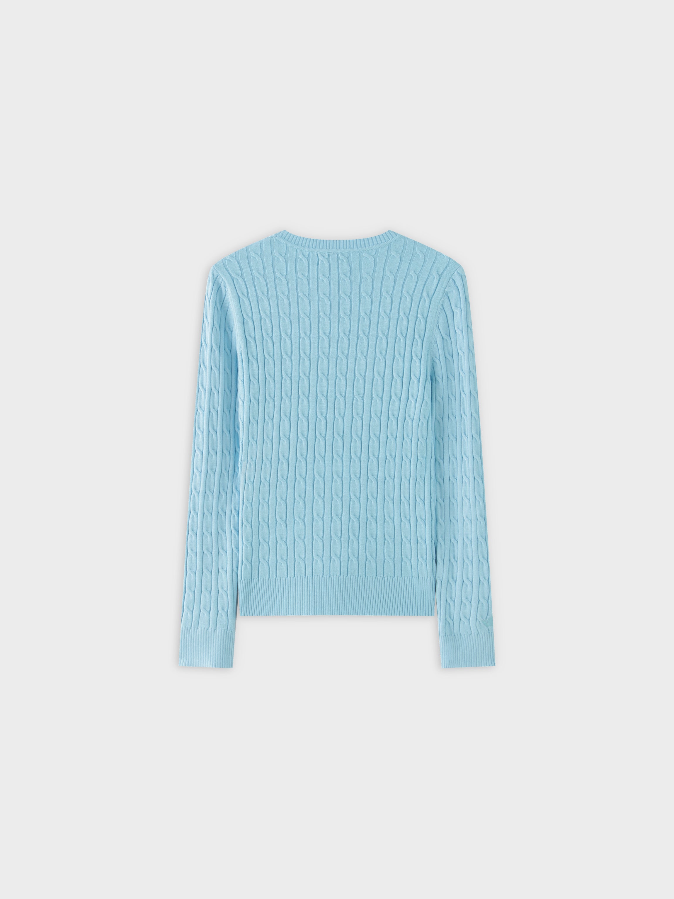 Knit Cable Sweater-Aqua Blue