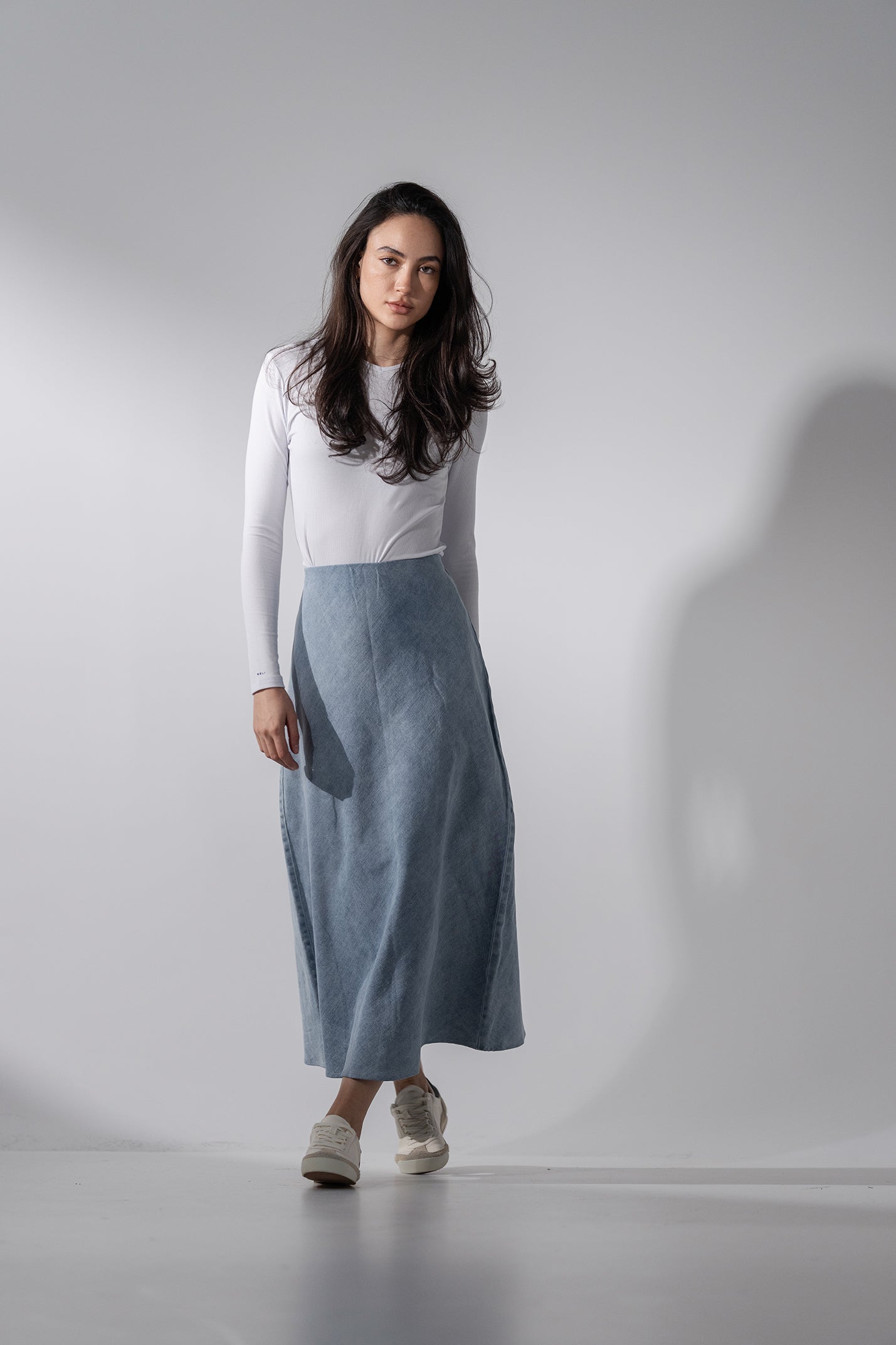 Classic Denim Skirt 35&quot;-Light Blue