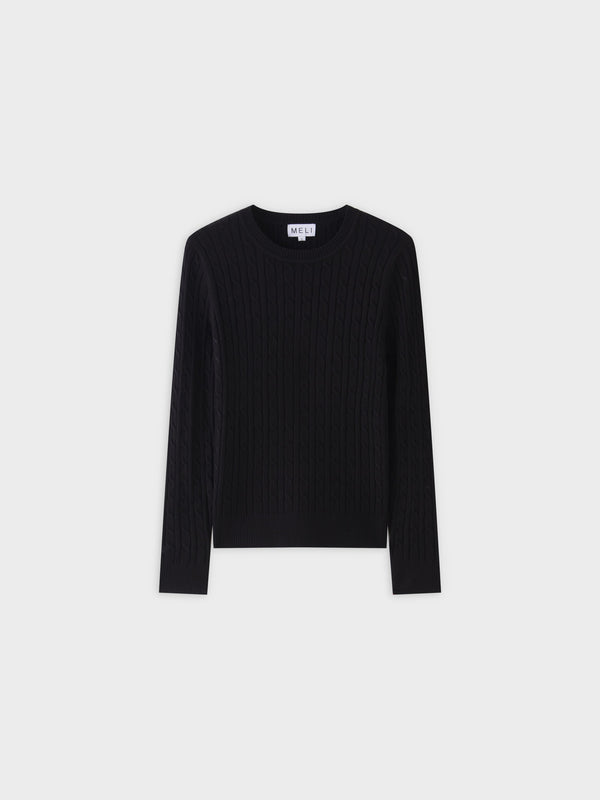 Knit Cable Sweater-Black