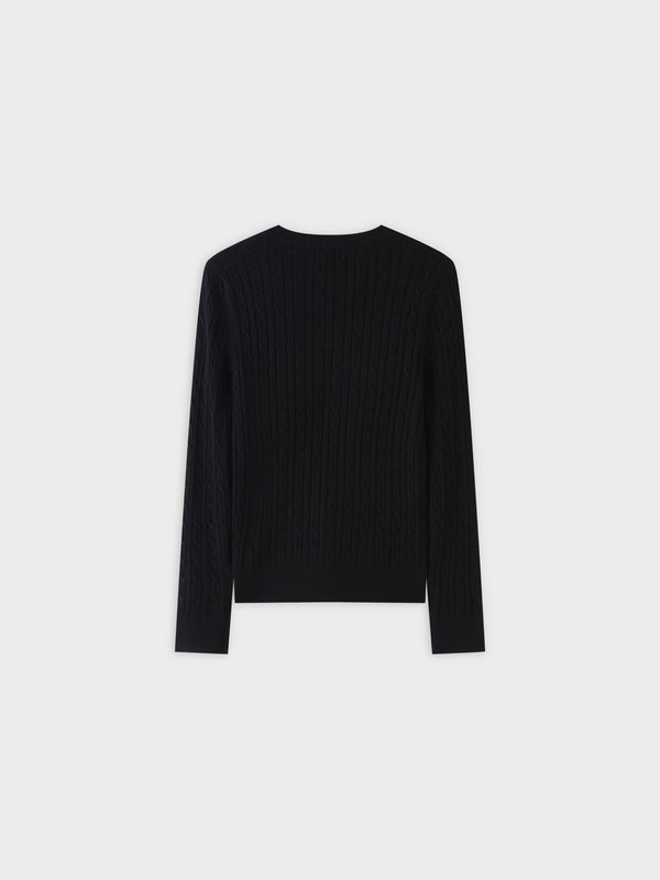 Knit Cable Sweater-Black
